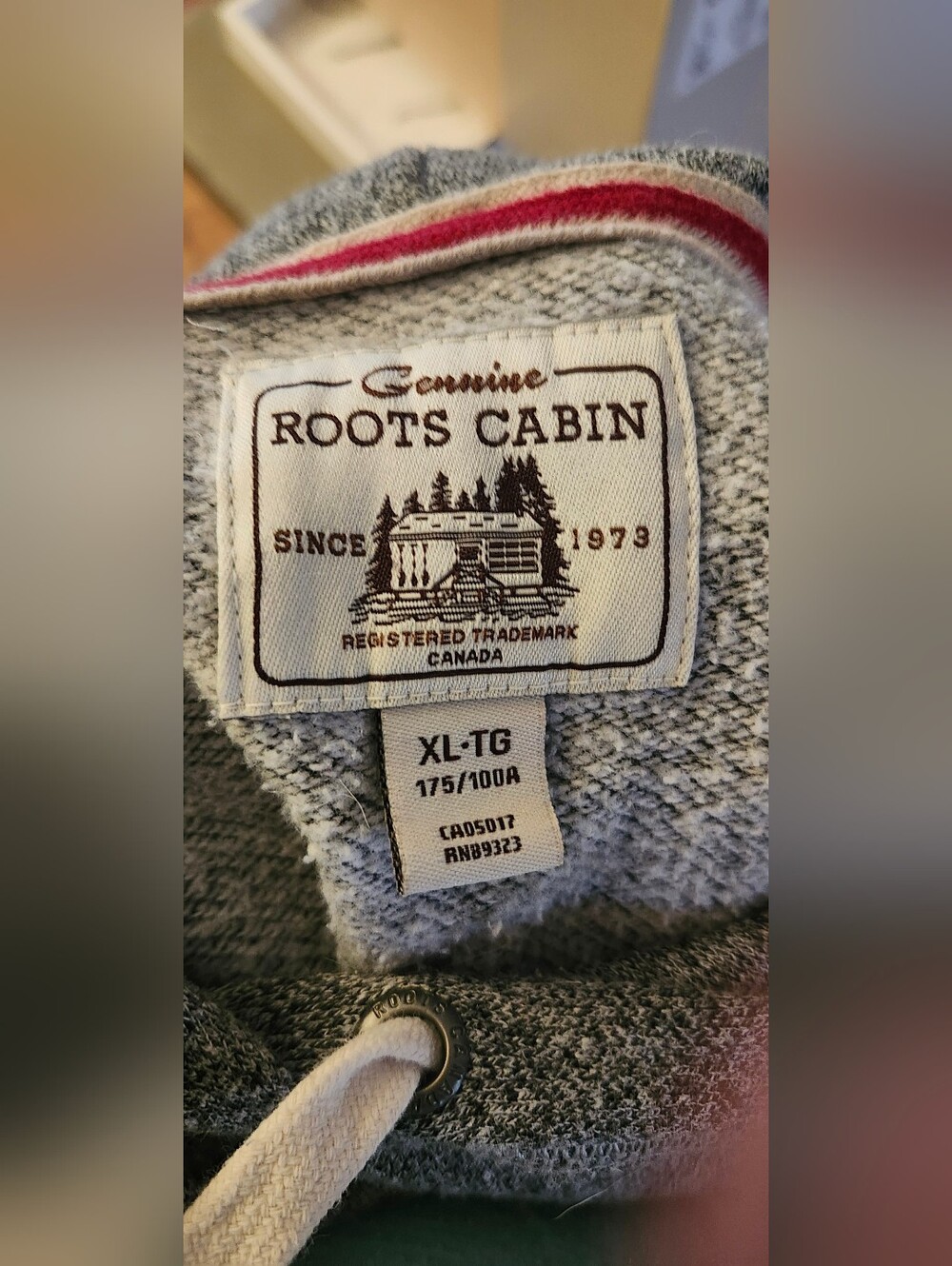Roots Cabin Grey Hoodie with Red Trim (Roots Cabin)